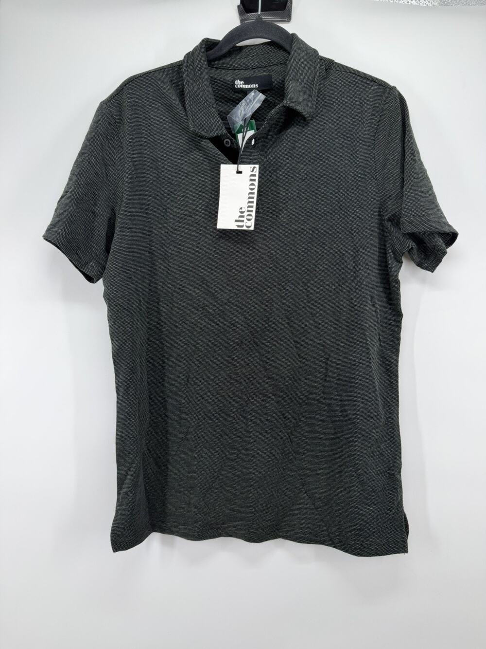 The Commons Men's Medium Dot Jacquard Johnny Collar Polo NWT